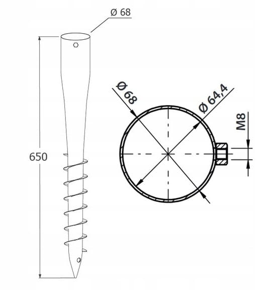 Steel Umbrella Pole Base Auger