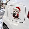 Cartoon Auto Body Decal 2Pcs Christmas Animal Fuel Tank Cover Sticker, Festive Car Cap Decal, Easy Apply Sticker Bear Dog Cat Rabbit Hedgehog Squirrel