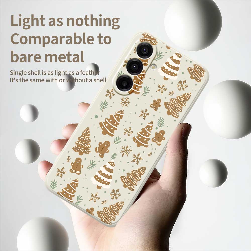 For Samsung Galaxy A17 5G Case Brown Christmas Tree Gingerbread Pattern Printing Straight Edge TPU Phone Back Cover