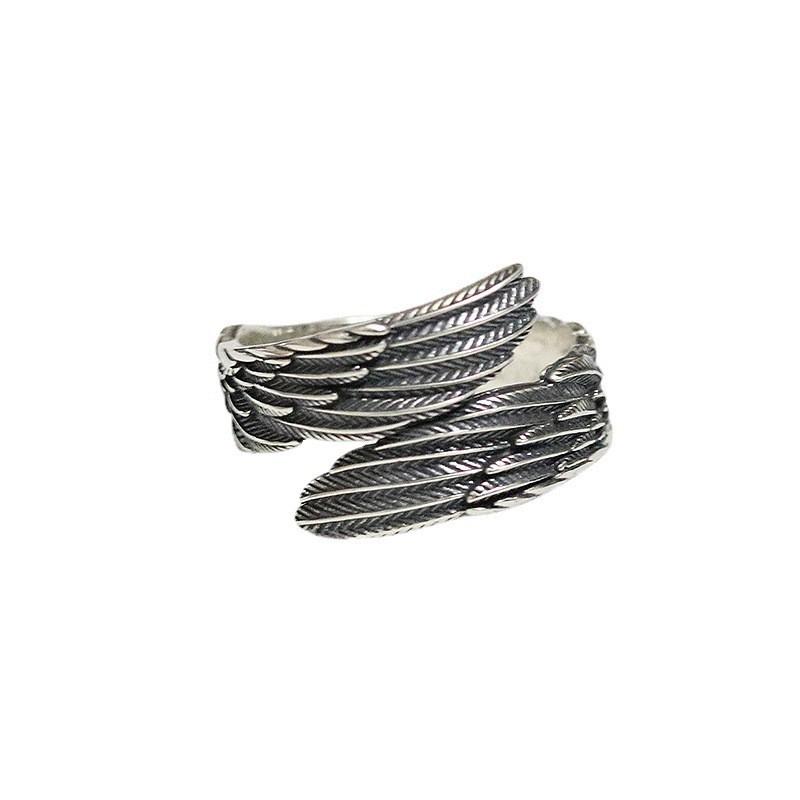 Adjustable Open Ring Couples With Angel Wing Design Vintage Plated Geometric Love Unisex Gift