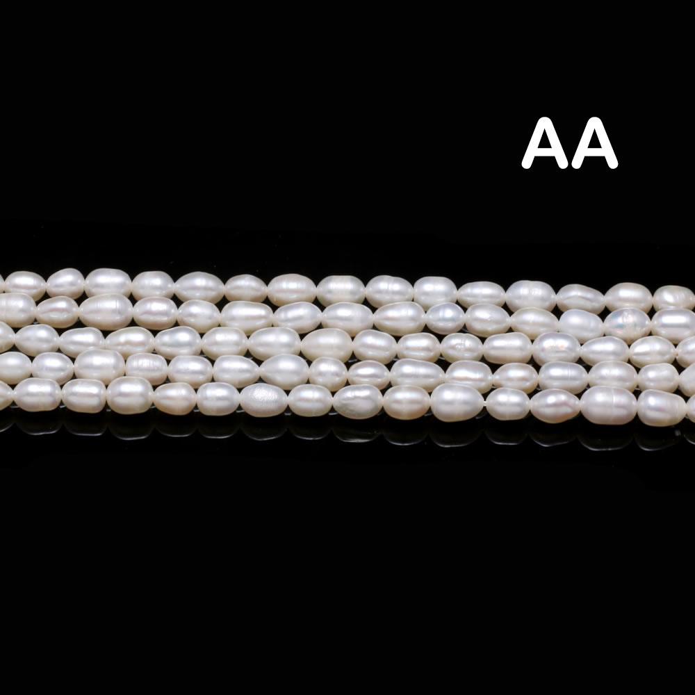 1String, Handmade Rice Beads, 4-5mm White Natural Shell Mother of Pearl Beads for Jewelry Making DIY Supplies, Wedding Birthday Gift Crafts 36cm