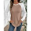 IHUASU Women's Fashion Casual O-Neck Long Sleeve Blouses & Shirts