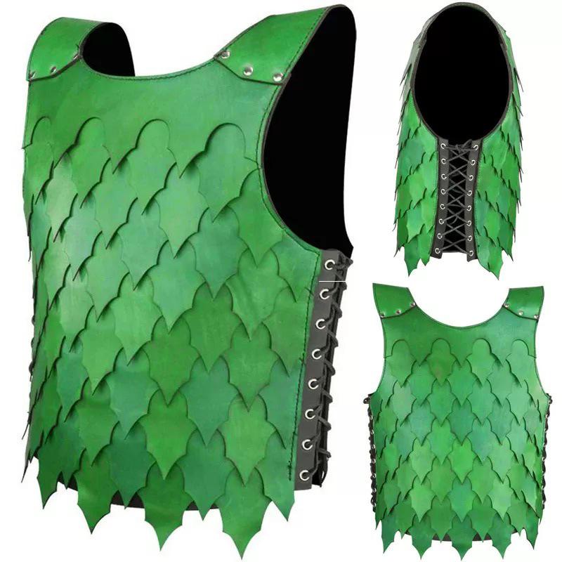 Medieval Elf Knight Cosplay Armor Vest - Halloween Carnival Costume зелёный