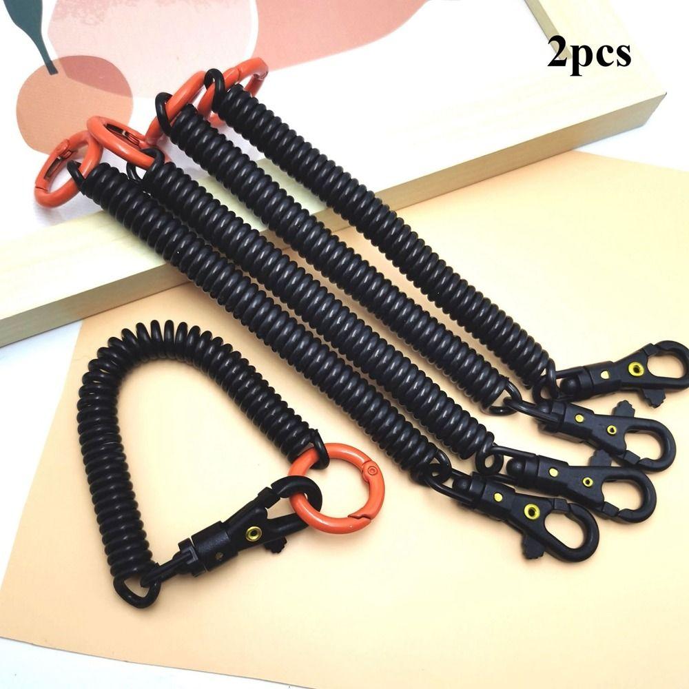 

2pcs New Retractable Plastic Phone Spring 10Colors with O-ring Anti-lost Keychain Elastic Rope Outdoor Hiking