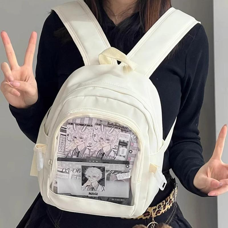 Daily Transparent Badge Y2K Ulzzang Ita Bag for Girls Harajuku Women's Beautiful Kawaii Backpack Casual Sweet Cute School Bag