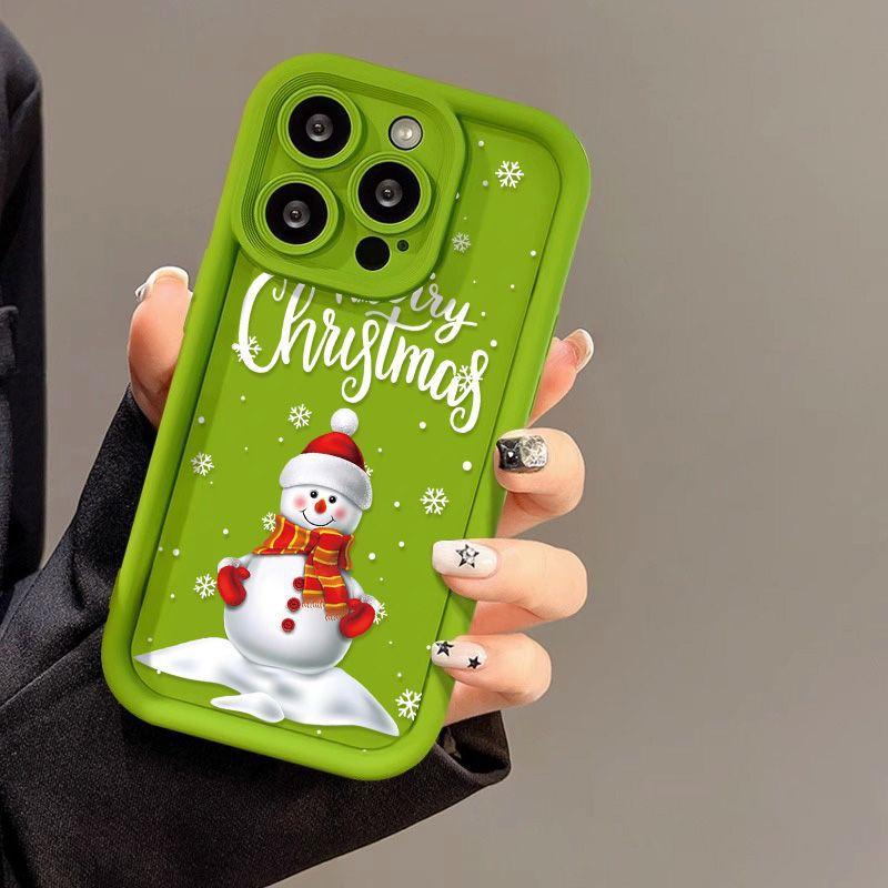 Crăciun Fericit Oameni de zăpadă cu desene animate Husă din silicon pentru iPhone 16 15 14 13 12 11 Pro Max XS Max X XR 8 7 Plus SE3 Copertă din spate moale, rezistentă la șocuri