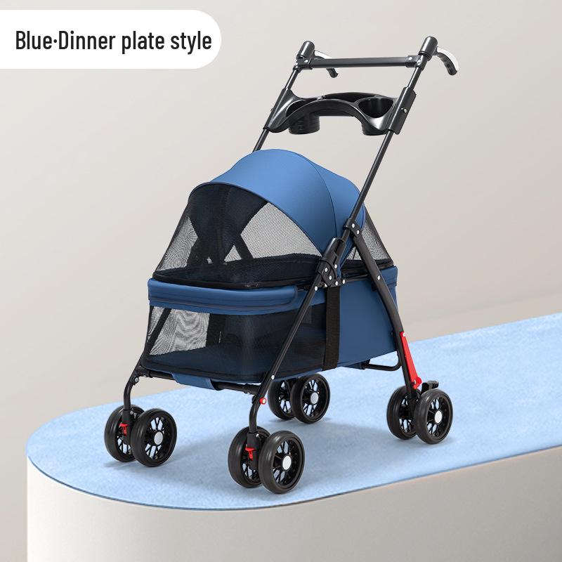 Lightweight Foldable Pet Stroller for Small Dogs & Cats - Outdoor Travel Cart
