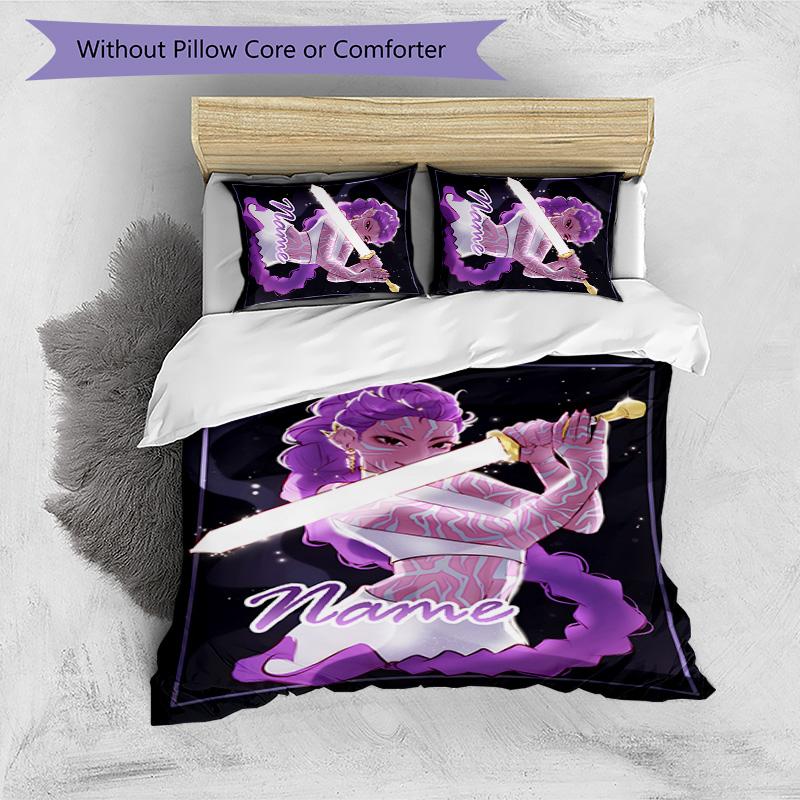 3pcs KPop Demon Hunters22 Cover Set - Personalized Name, HD Printed Bedding with 1 Cover and 2 Pillowcases - Perfect for Home Decor, Easy Care