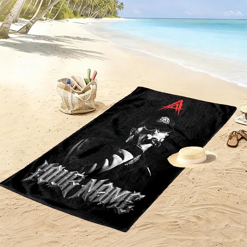 Name Custom Anuel AA Poster Print Beach Towel, Large Soft Quick Dry Towel for Beach Camping Swimming