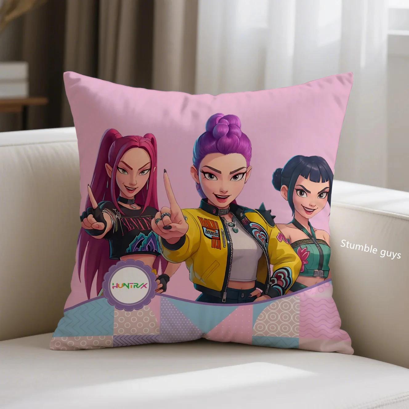 

Kpop Anime Sofa Pillowcase Demon Hunters Cushion Cover Decor 18x18Inch
