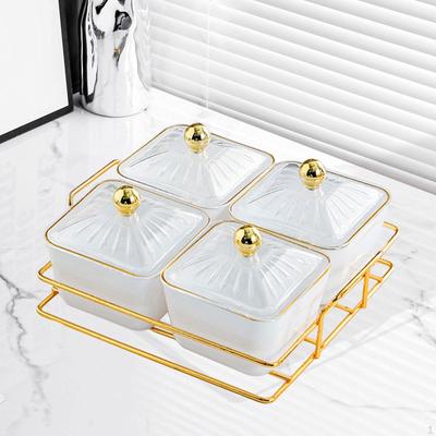 Divided Candy Bowl Set with Lids for Appetizers and Snacks