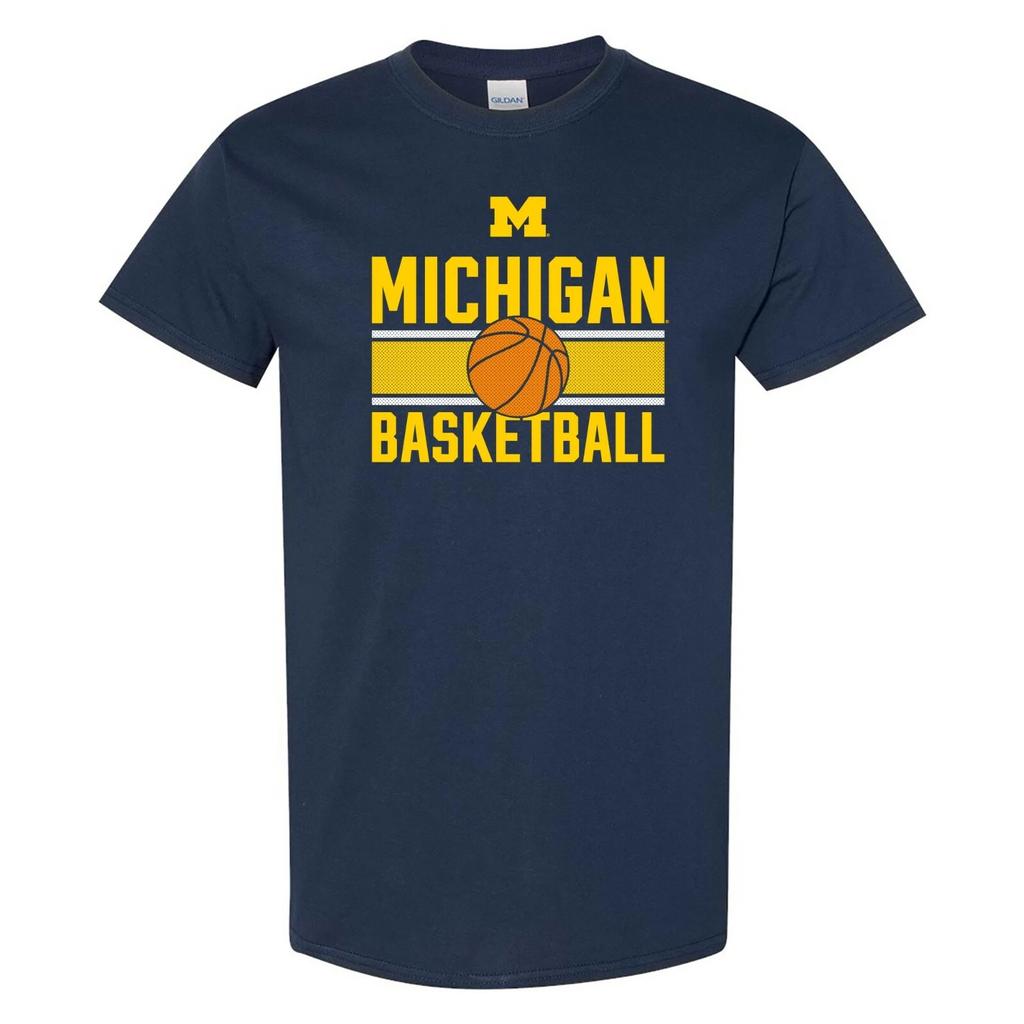 Michigan Wolverines Basketball Mesh - Team Colors Sport T-Shirt - Navy