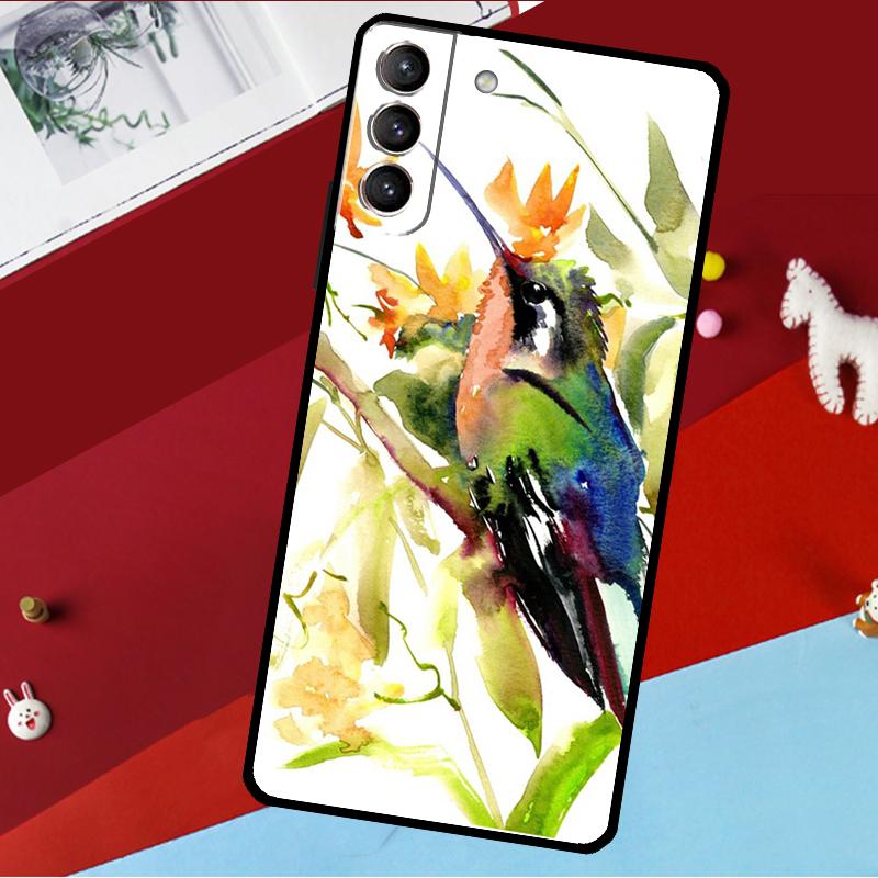 Hummingbird and Flowers Funda For Samsung Galaxy S26 S25 S24 S21 S22 S20 Ultra S9 S10 Plus S23 FE S25 FE Phone Case