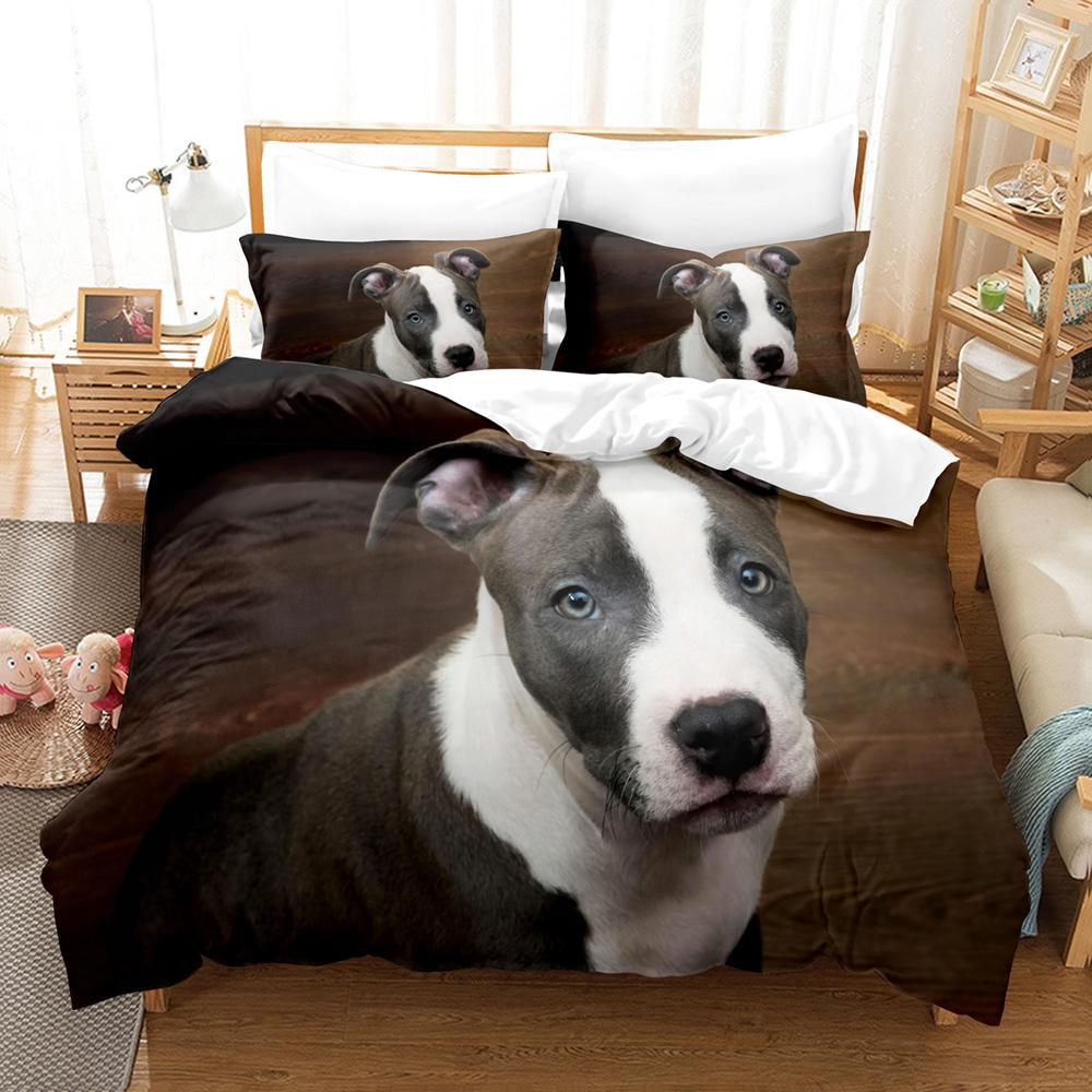 Cute Dog Bedding Set Single Twin Full Queen King Size Pet Dog Bed Set Aldult Kid Bedroom Duvet cover Sets 3D Print 035