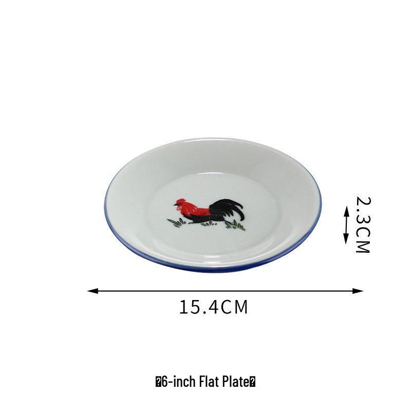 Keramik-Retro-Hahnschüssel - Nostalgisches Kampfhahn-Design