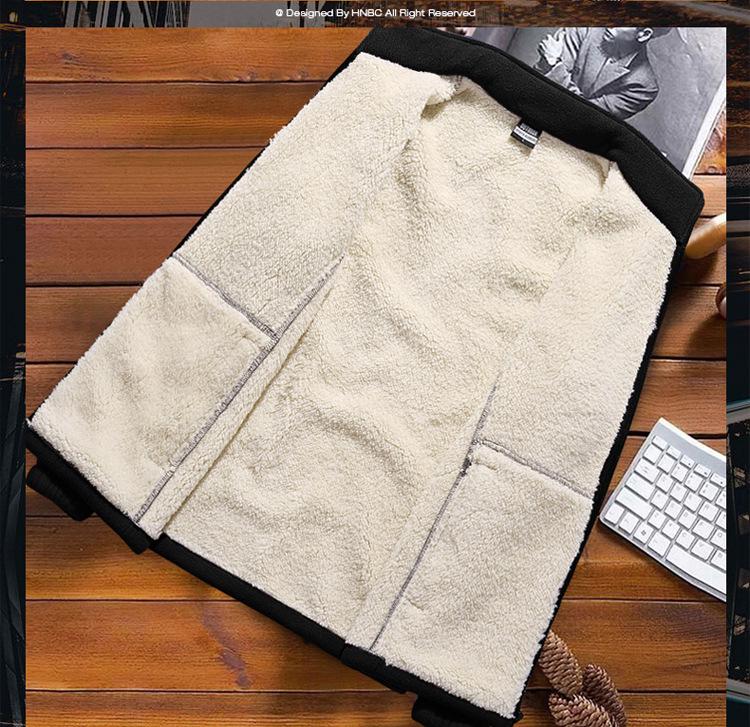 Men's Plus Size Thick Fleece-Lined Lambswool Winter Sweatshirt Jacket