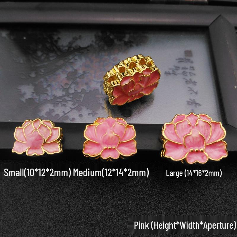 Mărgele Cloisonné din Cupru Placat cu Aur în Formă de Lotus: Email față-verso, cu mai multe găuri pentru brățări și coliere DIY.