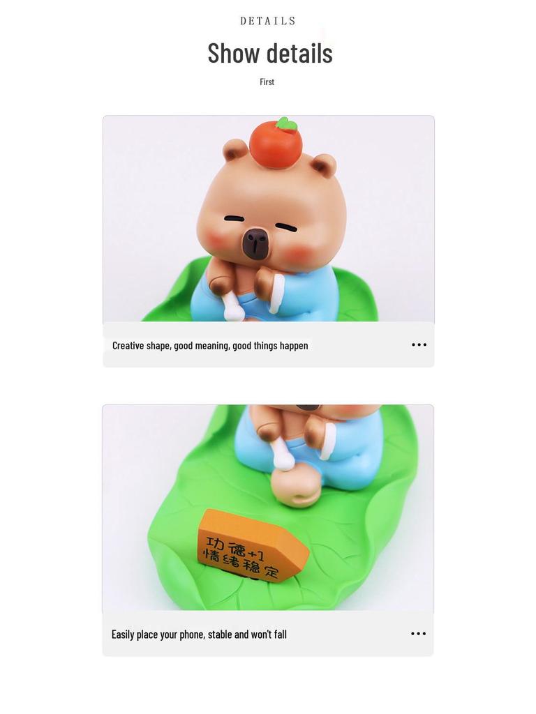 Zen Capybara Phone Stand: Perfect Office Desktop Ornament for Drama Watching