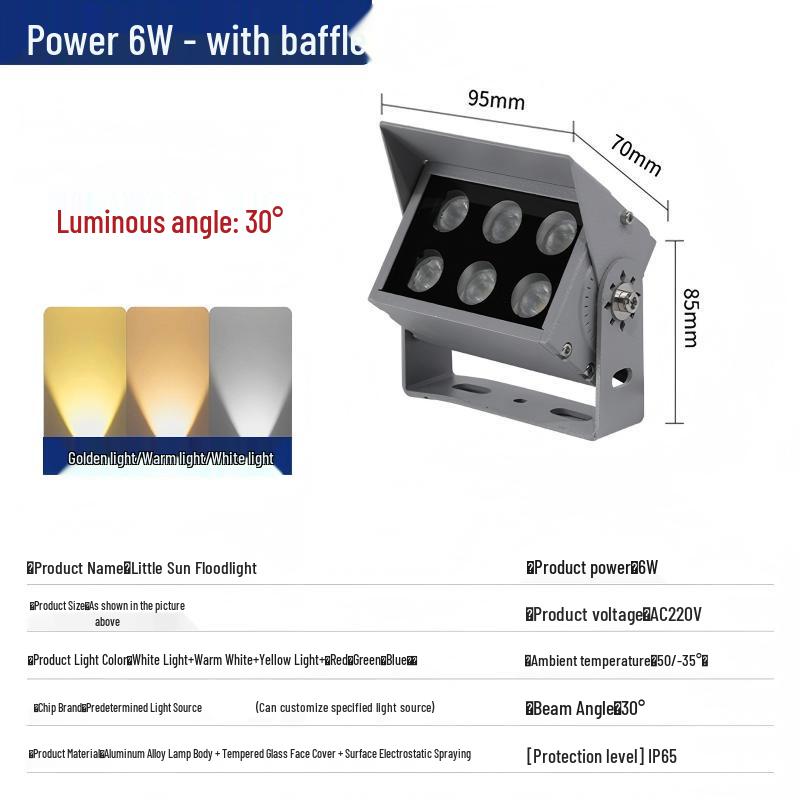 LED Floodlight Outdoor Waterproof Spotlight for Wall, Pillar, or Tree