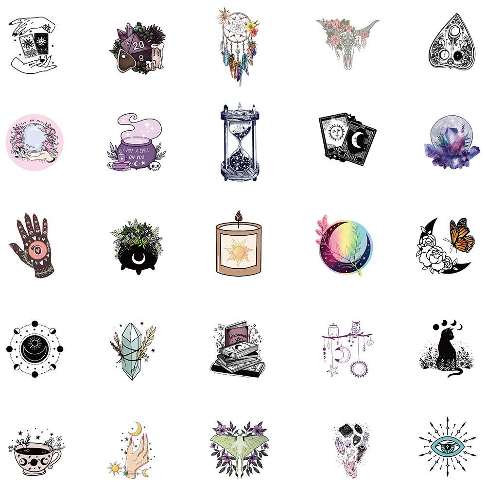 10 30 50Pcs Gothic Boho Witch Magic Apothecary Graffiti Stickers Skateboard Guitar Luggage Car Phone Cool Sticker Decal Kid Toy