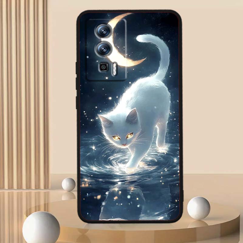 Cartoon Cat Cute For Xiaomi Redmi 12 13C 12C 13 10C 9T A2 9A 9C 7A Note 10S 8T 10 9 8 Pro 4G 5G Black Phone Case
