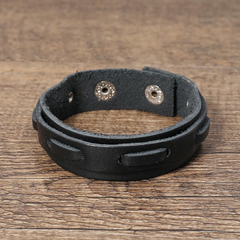 New Retro Cowhide Personalized Leather Bracelet Men Creative Jewelry European and American Style Gift