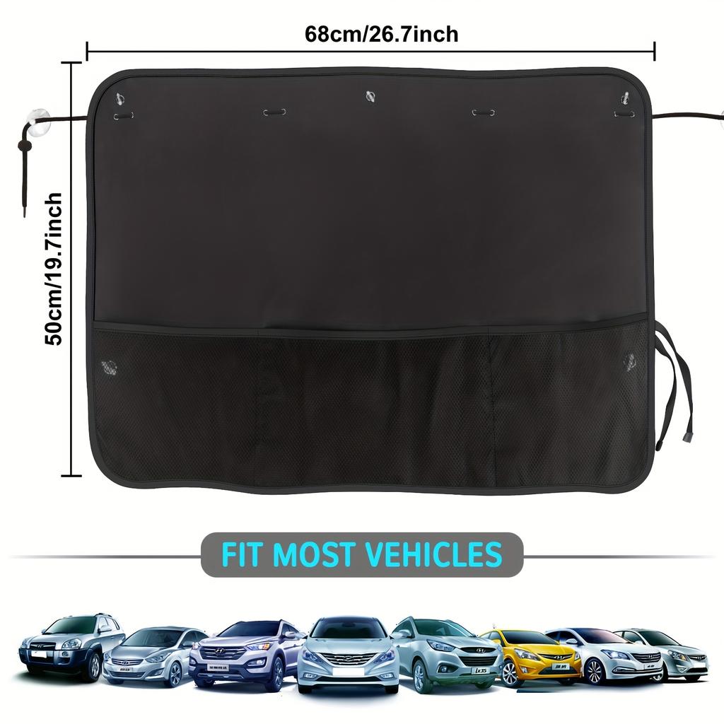 [Car Sunshade] 2 Pack Car Window Sunshade | Blackout Car Rear Window Sunshades with 7 Suction Cups and Storage Pockets for SUV