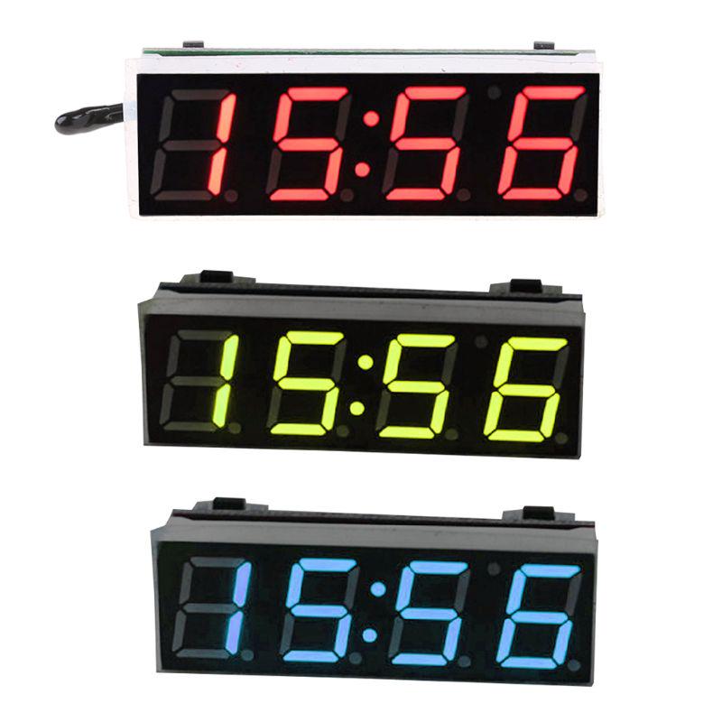 Mini Car Digital Clock Thermometer Voltmeter 3 IN 1 LED Display Digital Timer Voltmeter Interior Electronic Accessories