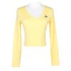 Korean Style V-Neck Saturn Embroidered Slim Knit Top for Women
