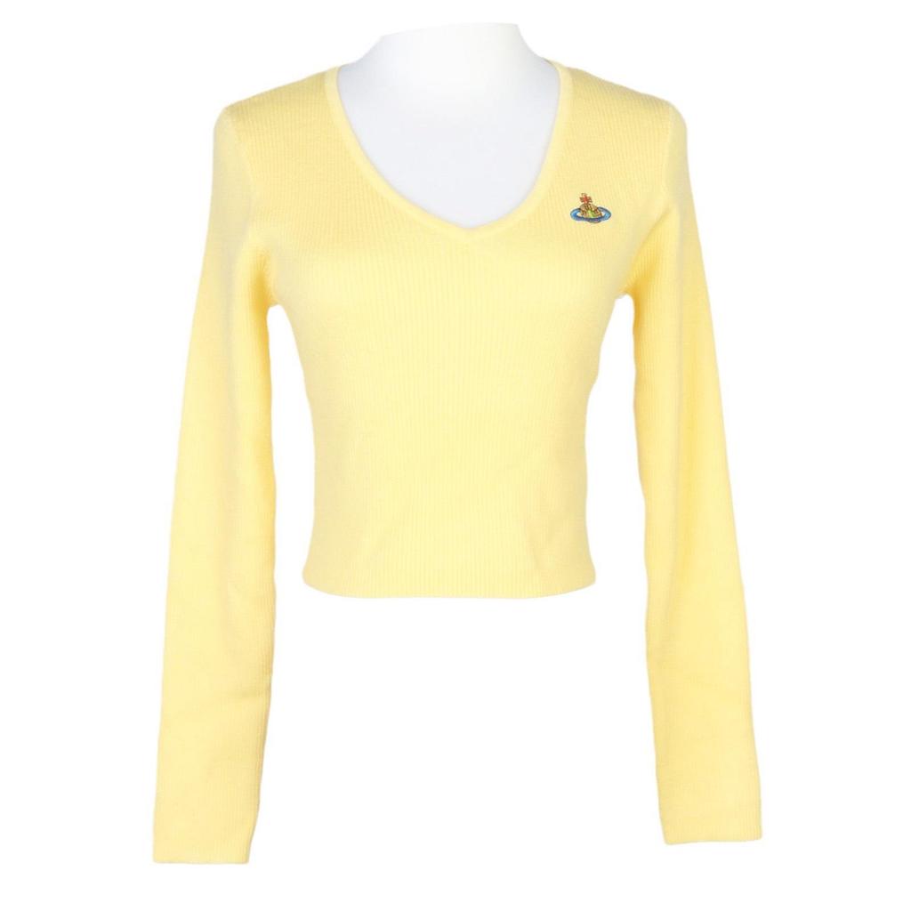Korean Style V-Neck Saturn Embroidered Slim Knit Top for Women