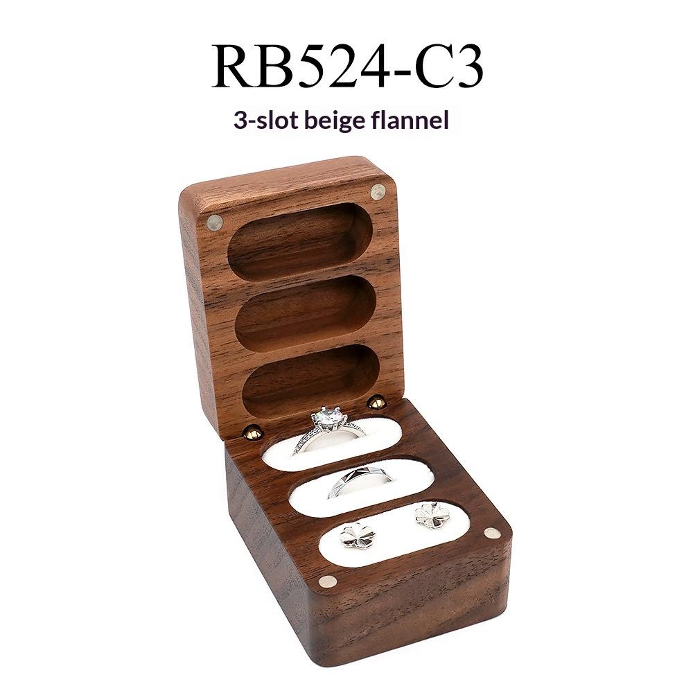 

Black Walnut 3 Slots Luxury Compact Jewelry Box Holds Rings Earrings Necklaces Wedding Engagement Gift 48 X 62 X 37 Mm only box no ring белый
