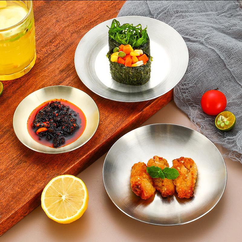 304 Stainless Steel Food Storage Trays Dipping Sauce Dish BBQ Picnic Camping Food Container Tableware