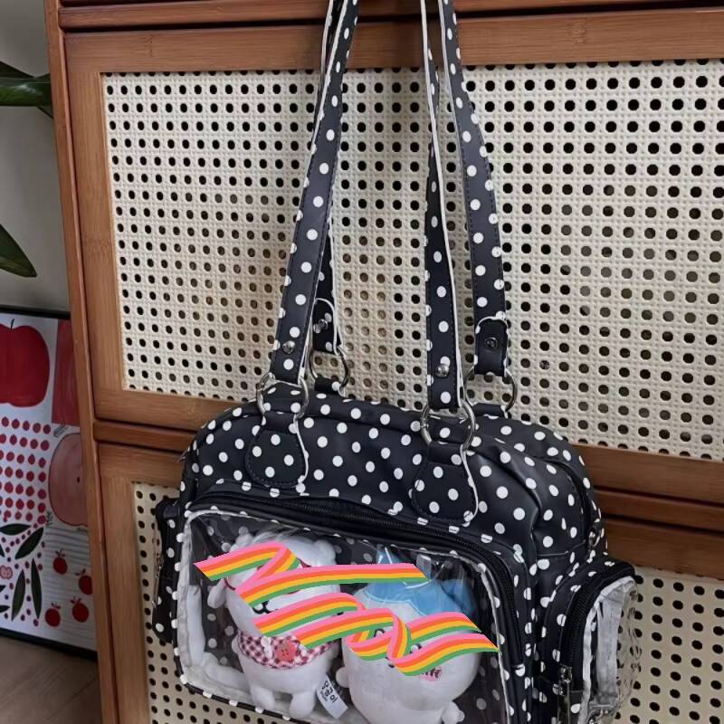 New Y2K Polka Dot Anime Ita Bag Two-dimensional Crossbody Bag Cute Girl Transparent Shoulder Bag Otaku DIY Comic Display Handbag
