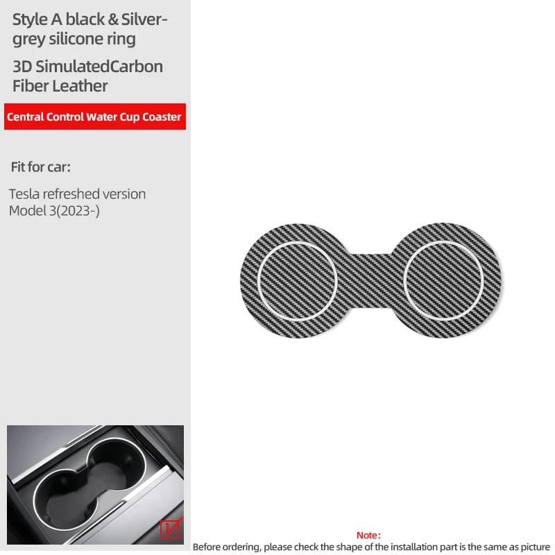 

Betterhumz For Tesla Model 3 Model Y -2024 Car Cup Holder Mat Anti-Slip Suede/Carbon Fiber Trim Car Interior Accessories Carbon Fiber Front