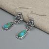 Vintage Ethnic Antique Flower Synthetic Turquoise Pendant Earrings For Birthday Parties Fashionable Jewelry Customization Gifts