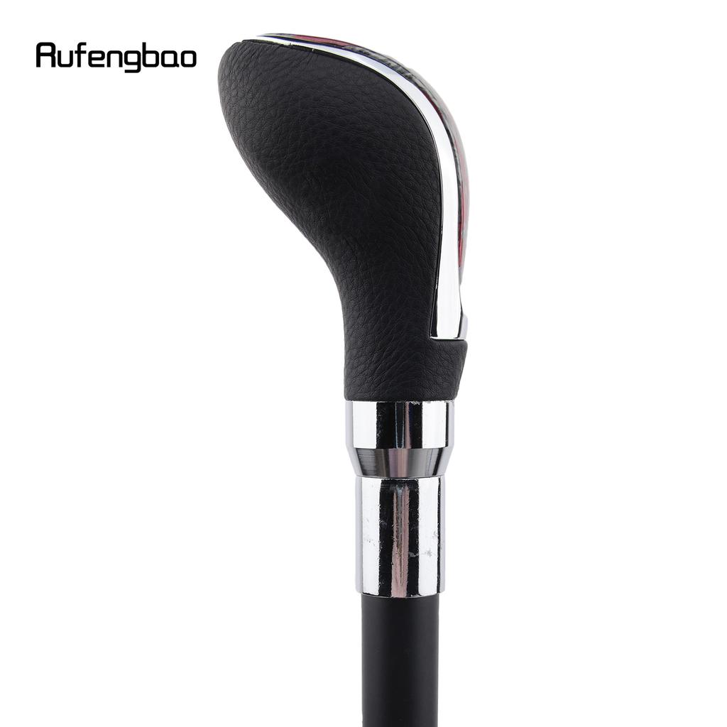 Black Leather Red Dot Silver Walking Cane Fashion Decorative Walking Stick Gentleman Elegant Cosplay Cane Crosier 92cm