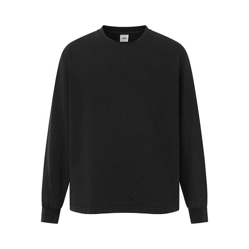 Mens Womens Oversized Cotton Long Sleeve Tee Winter Casual Solid Color Crew Neck Top