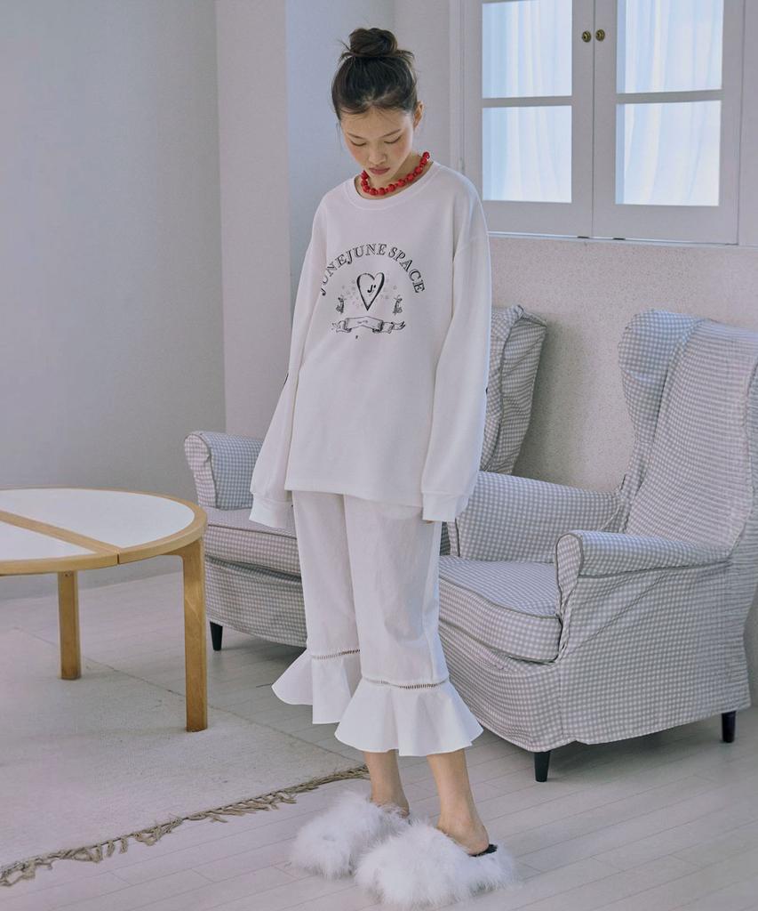 JUNEJUNE SPACE Bloom Frill Pants_White