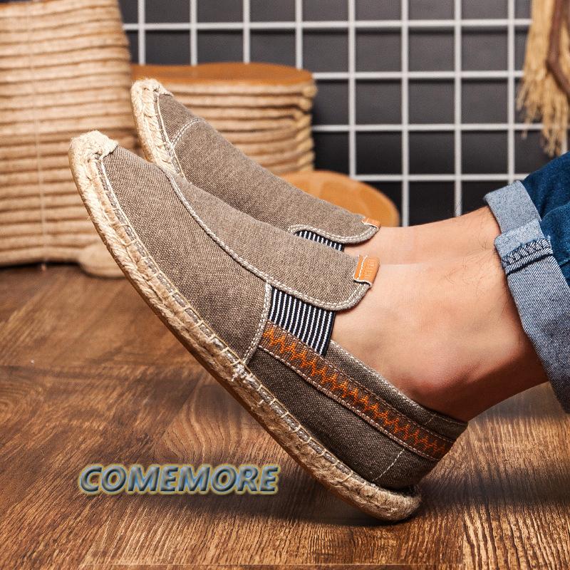 Summer Shoes for Man Handmade Canvas Flat Vintage Casual Spring and Autumn Couple Breathable Loafer Footwear 2024 New Large Size