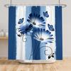 Moderne Mode Duschvorhang Blaue Blumen Schmetterling Duschvorhänge Badezimmer Dekoration Wasserdicht Mit 12 Haken Polyester Vorhänge