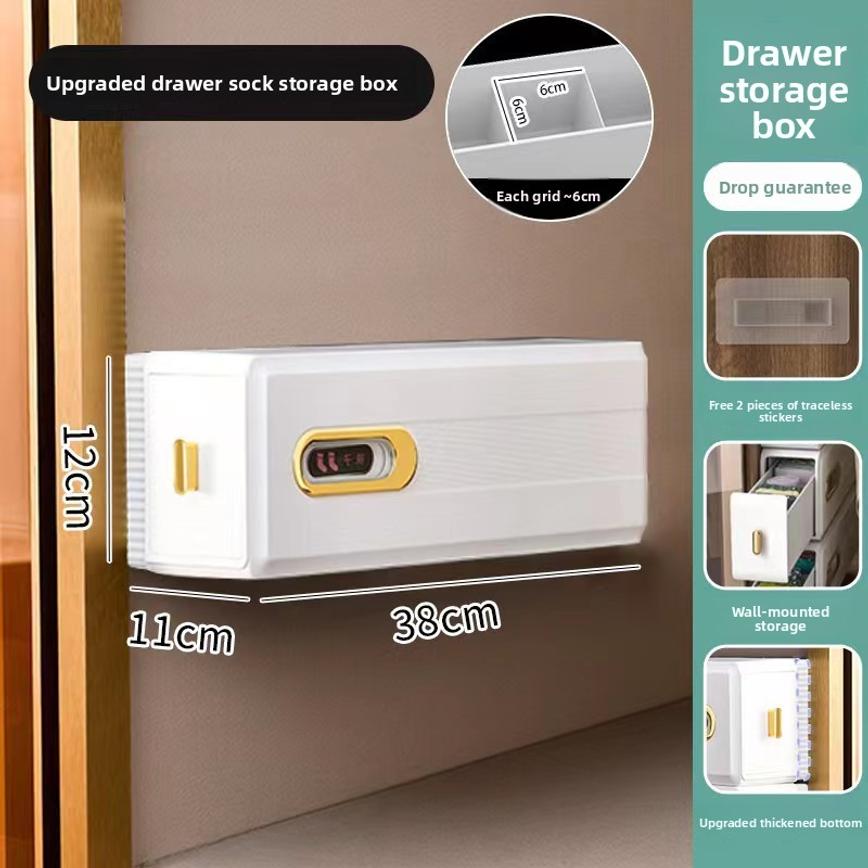 Space‑Saving Wall‑Mount Sock Underwear Organizer Drawer Divider Box Closet Household Separation Storage Case