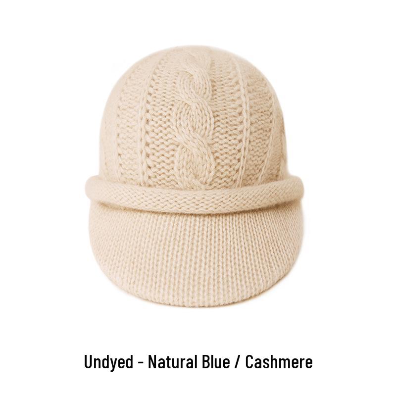 European and American 100% Pure Cashmere Knit Slouchy Hat - Warm & Versatile for Autumn and Winter