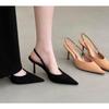 Nouvelle Sandale Femme Printemps 2026 Mode Bout Pointu Peu Profonde à Enfiler Mules Chaussures Talon Fin Bas Sandale à Bride Arrière