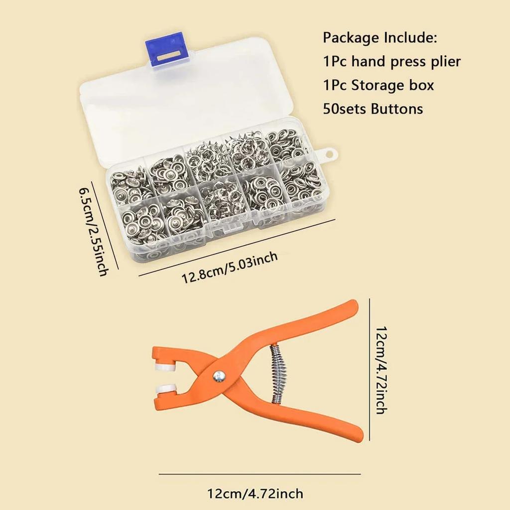 1 Satz-Fünf-Klauen-Schnallen-Installationszangenset, Metall-Schnallen-Zangenwerkzeug (50 Sätze Fünf-Krallen-Schnallen+Werkzeuge+Aufbewahrungsbox)