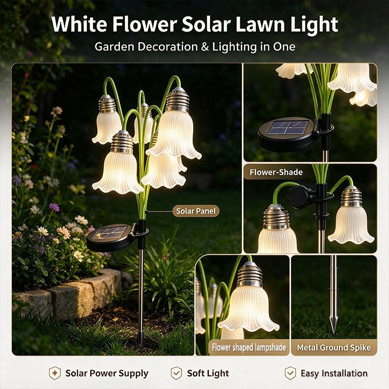 Solar Powered Bluebell Fiber Optic LED Floor Plug Light, Outdoor Waterproof Landscape Lamp for Courtyard, Garden, Lawn and Path Decoration