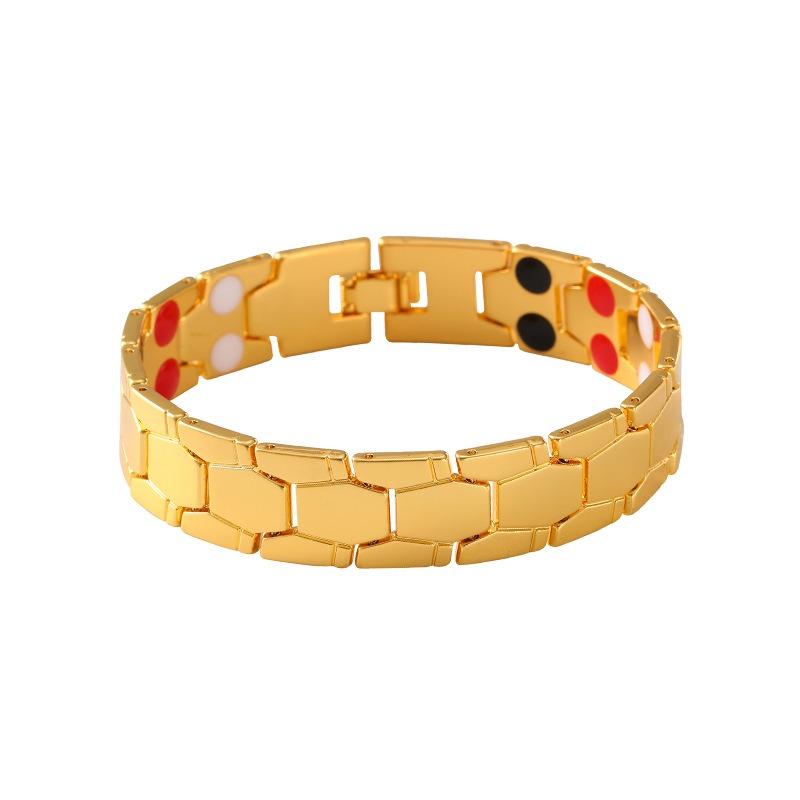 Colore Oro Acciaio Inossidabile Massiccio Metallo Catena da Mano Bracciale & Braccialetto da Uomo Braccialetto Magnetico Gioielli da Uomo