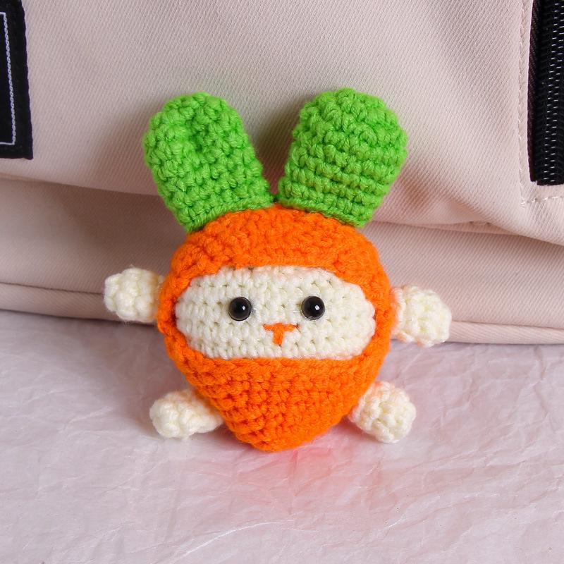 Charming Crochet Fruit Keychain: Persimmon & Strawberry Wool Pendants