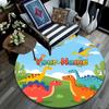 Custom Name,Cute Cartoon Dinosaur pattern round rug,Carpet Rug for Living Room Bedroom Playroom ,Non-slip Floor Mat,Holiday Gifts and Birthday Gifts.