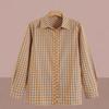 Spring/Autumn Plaid Loose Long-Sleeve Shirt for Women Aged 50-60