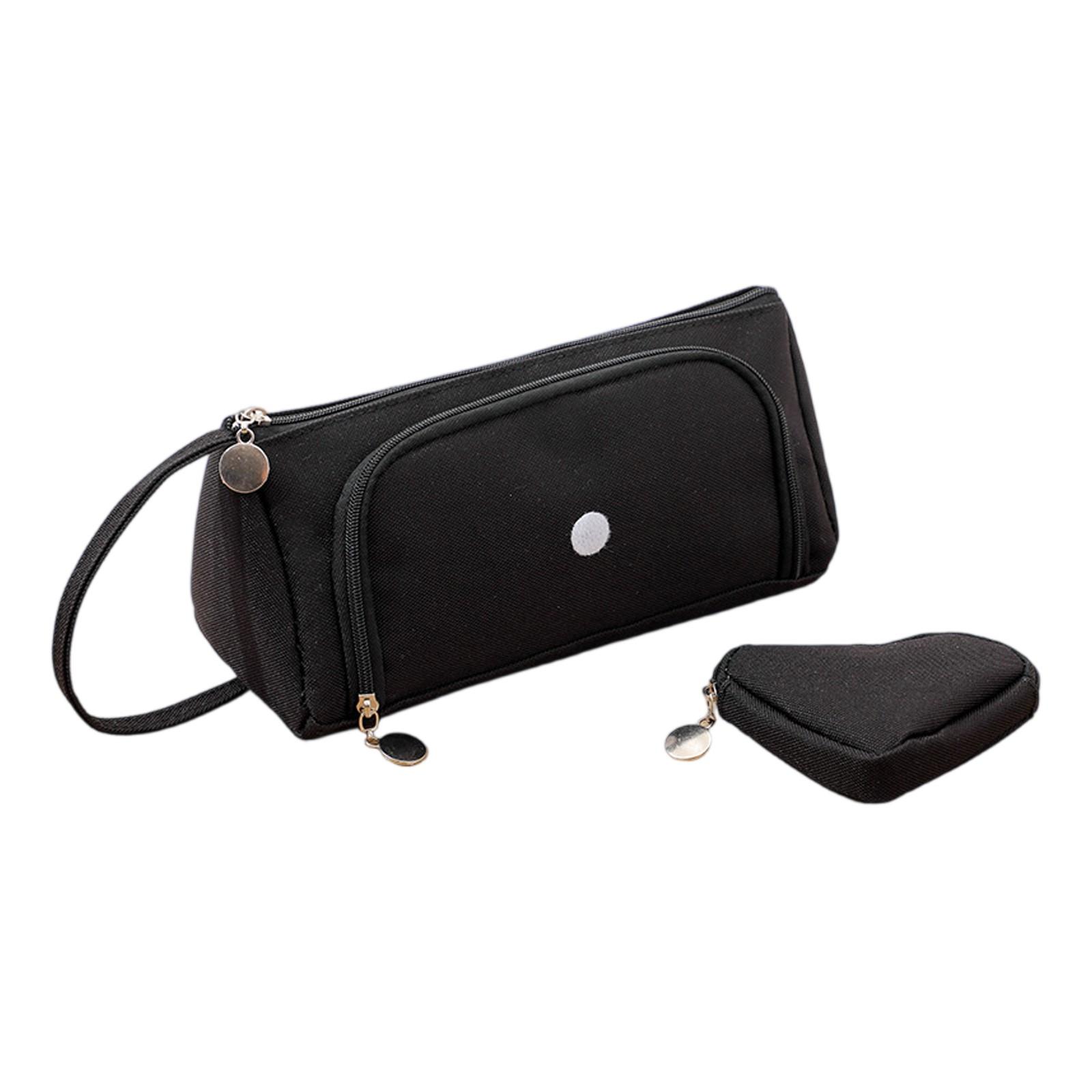 

Double Layered Oxford Cloth Pencil Case With Front , Large Capacity, Japanese Style, High Aesthetics, Student Handheld Stationery Bag One Size